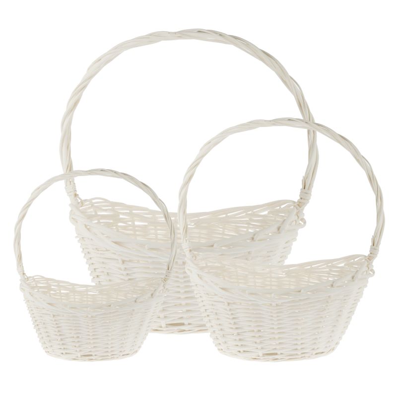 Корзина плетеная (ива), 52x40xH20/57 см, 45x35xH18/51 см, 37x29xH16/46 см, набор (3 шт) Белый